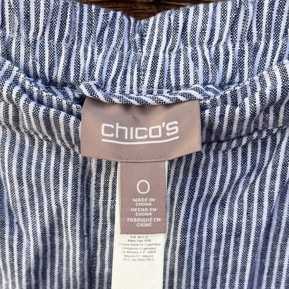 CHICO’S | Linen Blue and White Striped Chinos S - Picture 4 of 7
